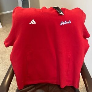 adidas Red Jayhawks Crewneck Pullover